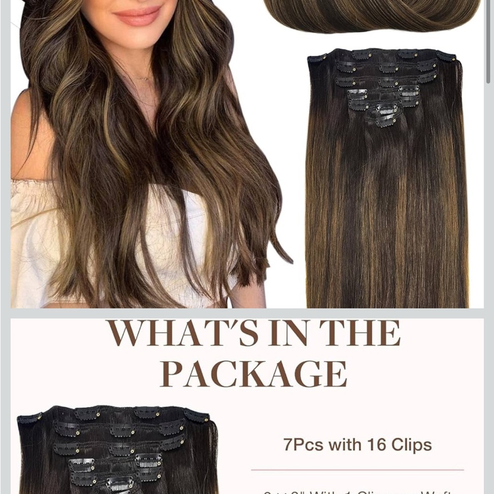 Brunette balayage 16 inches clip in extensions
